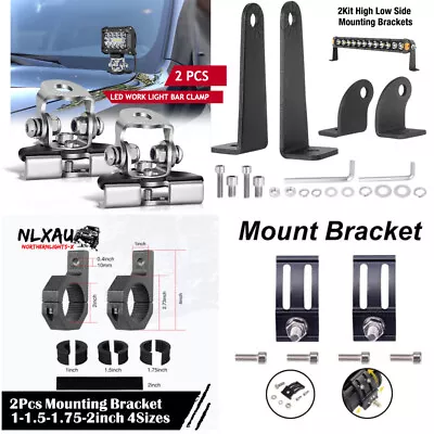 $39.99 • Buy 2/4Pcs 1.25 /2  Bullbar Mounting Bracket Clamp Holder For LED Work Light Bar FOG