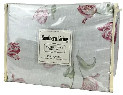 Southern Living FULL QUEEN Sanden Duvet Cover Set Dillards Linen Cotton Rose • £96.37