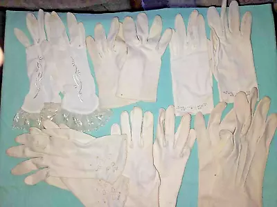 6 Pairs Of Vintage Ladies Cotton Wrist Length Gloves • $4.99