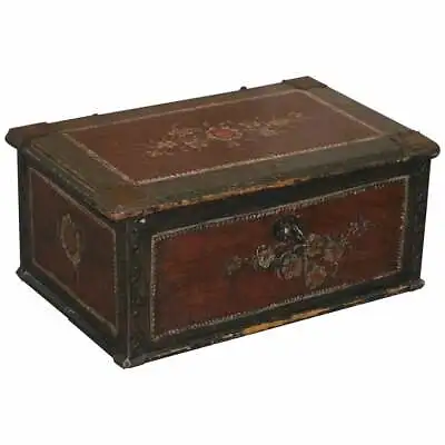 Sublime 1797 Dated Hand Paitned Portugese Chest Or Trunk For Linens Coffee Table • £1750