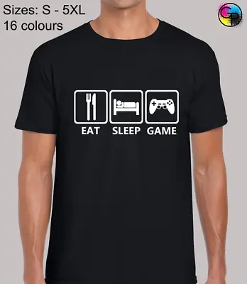 Eat Sleep Game Joke Gamer Gaming Regular Fit T-Shirt Top TShirt Tee For Men • £9.95