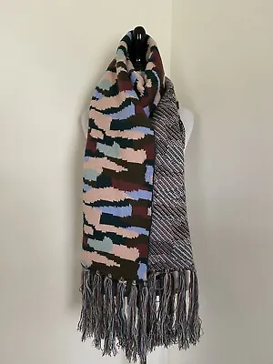 EXPRESS Multi-Color Camo Knit Oblong Scarf With Fringe 12 X 76 FASHION HAVEN  • $14.99