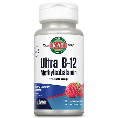 KAL Ultra B-12 Methylcobalamin 10000 Mcg ActivMelt | Natural Raspberry Flavor | • $14.99