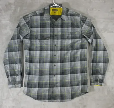 Eddie Bauer Shirt Flannel Travex Men's Large Button Up Long Sleeve Gray Plaid • $19.75