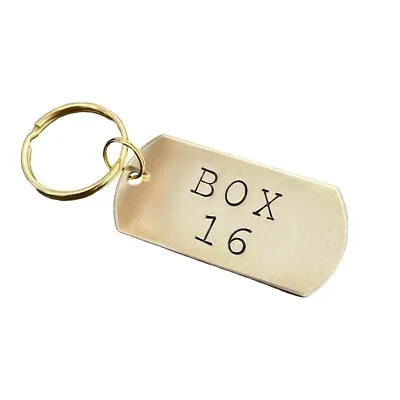 Customized Hand-Stamped Box # Mailbox Number Metal Keychain Tags Brass/Aluminum • $10