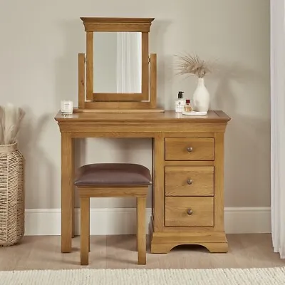 French Louis Oak Dressing Table Stool & Mirror Set - Bedroom - FL09-FL10-FL11 • £449