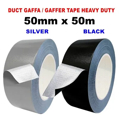 Duct Gaffer Tape Premium Heavy Duty Waterproof Cloth Gaffa Duck Black Silver 50m • £64.95