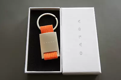 Genuine OEM Volvo Basic Orange Canvas & Silver Stainless Steel Keychain Key Ring • $21