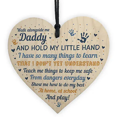 Daddy To Be Cards From Bump Wooden Heart Fathers Day Gift Baby Shower Gift Sign • £3.99
