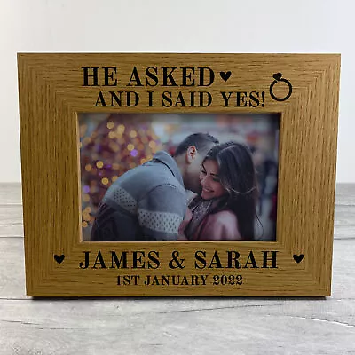 Engagement Gift For Couple Personalised Wooden Photo Frame Gift For Him Her • £7.99