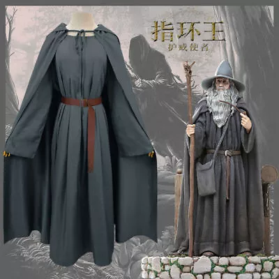 Lord Of The Rings Gandalf Wizard Halloween Cosplay Costume Cloak Fancy Outfit UK • £58.55