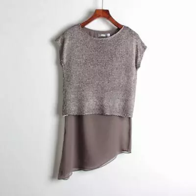 New!! Designer Mint Velvet Jumper Size 10 12 Metallic Knit Top Asymmetric Chic • £29.50