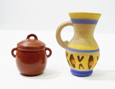 $18.99 • Buy Pitcher Pot Hand Painted Folk Art Wooden Wood Germany Dollhouse Vntg Miniatures