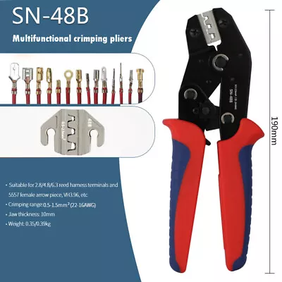 SN-48B Crimp Plier Tool 0.5-2.5mm²/AWG22-16 Crimper Servo JST Molex Deutsch Pin • $18.99