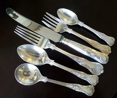 6 Vintage  King” Worcester Silver Co. England EPNS A1 Flatware Sets • $350