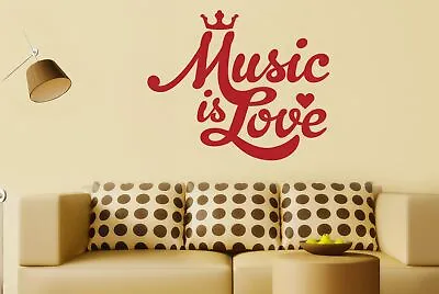 Music Is Love Wall Stickers Vinyl Art Decals • £1.19