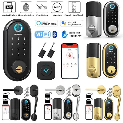 SMONET WiFi Smart Door Lock Set Fingerprint Keyless Entry Door Lock With Handles • $179.99