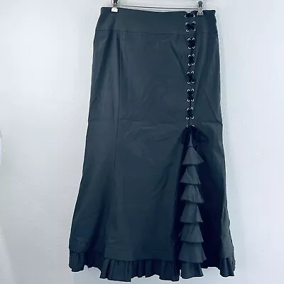 Womens XXL Belle Poque Gray Ruffled Maxi Skirt Laces Victorian Mermaid 42  Long • $39.99