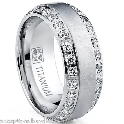  MENS OR WOMENS Eternity TITANIUM LCS. DIAMOND WEDDING BAND RING SZ 11.5 + GIFT • $139.01