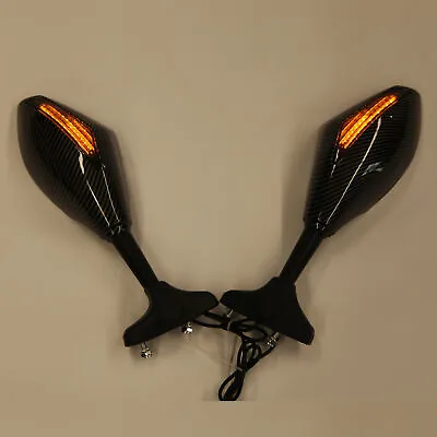 For Honda CBR600 F4 F4i CBR900RR CBR929RR LED Turn Signals Side Mirrors Carbon • $39.10