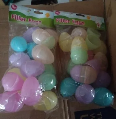 36 X Plastic Filler Easter Eggs Fillable Egg Hunt Decoration Hollow Multicolour • £4.99