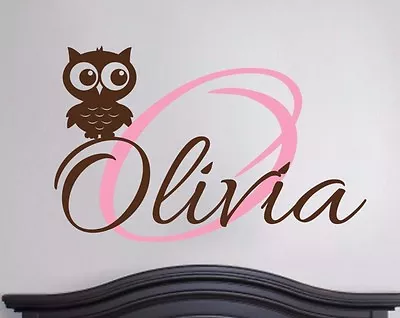 Owl Monogram -- Wall Decal Vinyl Sticker Monogram Baby Boy Nursery Initial Art • $16