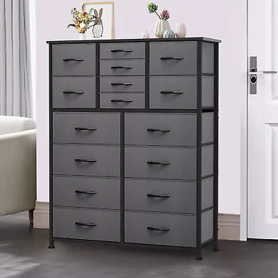 16 Drawers Dresser Tall Fabric Dresser For Bedroom Storage Organizer Shelf • $99.06