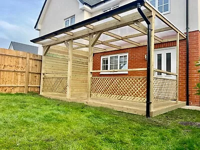 Lean-to Pergola With Decking Supply Installation • £1