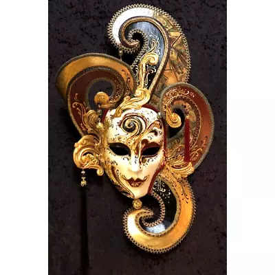 Mask Venetian From Wall Masquerade For Carnival Made In Italy Artisan • £384.54