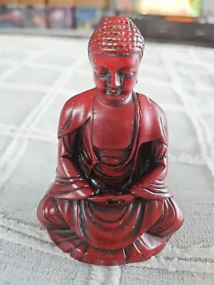 Red Resin 4” × 3  Meditating Buddha Statue NEW Free Shipping  • $17.14