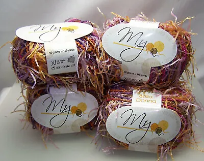 Muench Bella Donna Yarn Cotton Nylon Pink Gold Purple 5 50 Gr Balls 115 Yards Ea • $20