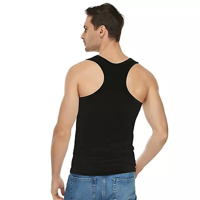 Men Vests  Racer Back Stretchy COTTON Tops Casual Racerback Soft Singlets • £4.99