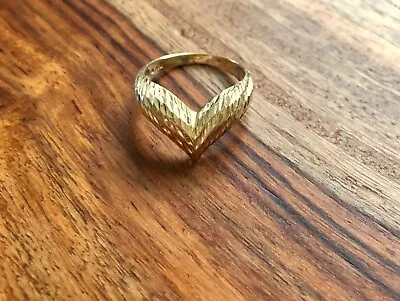 $100 • Buy 14k Yellow Gold Diamond Cut Textured Ring, Jacmel, Size 4.25