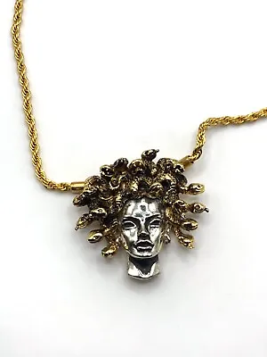 Statement Medusa Head Pendant Neckalce Gold And Silver • $100