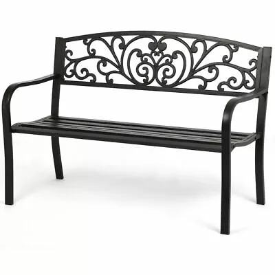 Garden Bench For Patio Outdoor Bench Metal Bench Park Bench Cushion • $92.99