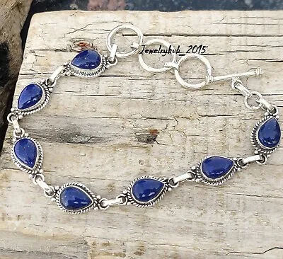 Lapis Lazuli Bracelet 925 Sterling Silver Handmade Gorgeous ‍Jewelry MO5184 • $14.06