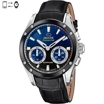 Jaguar Connected Watch Blue Dial And Black Leather Strap Special Edition J958/1 • £376.36
