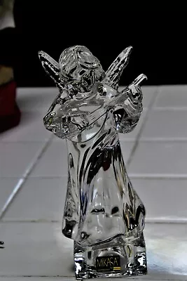 Mikasa Lead Crystal Angel Playing Mandolin Herald Collection Germany Clear Glass • $10