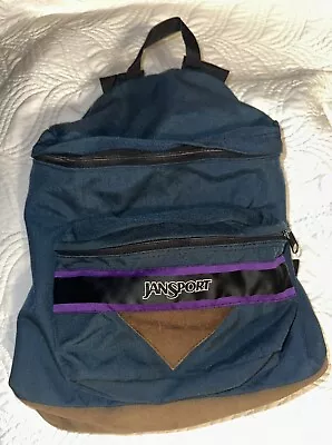 Vintage Jansport Backpack 90s Made In USA Dark Teal Suede Bottom • $20.50