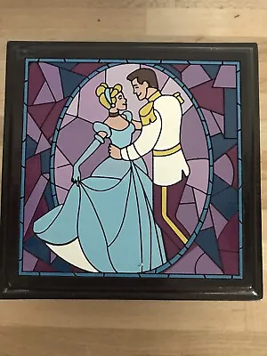 Vintage Disney Princess Cinderella Cherry Wood Jewelry Box RARE  • $100