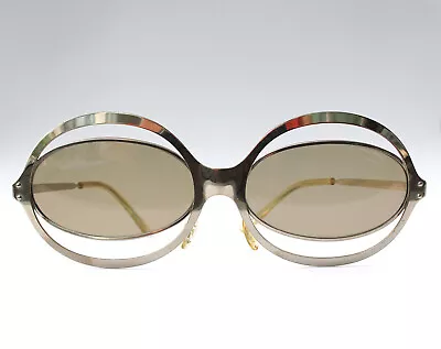 Vintage 1960s Fab Women's Silver Brushed Metal Sunglasses Made In Italy M • £39