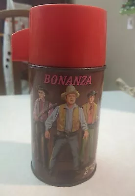 🤠Vtg 1965 Bonanza TV Show Metal Aladdin 8oz Thermos Not For Use🤠 • $70