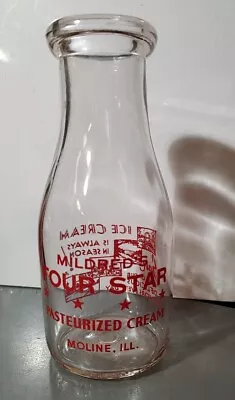 Mildred's Four Star TRPP Pyro Pint Milk Cream Bottle Moline IL ILLINOIS  • $24.80