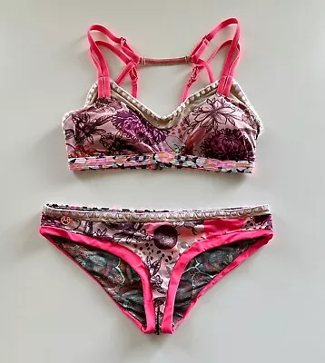 MAAJI Floral Print Reversible Bikini Swim Suit : Pink Combo - Large L • $34.99