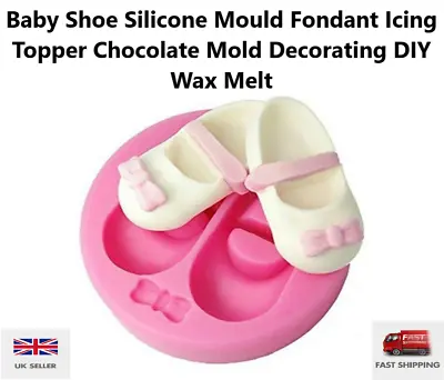 Baby Shoe Silicone Mould Fondant Icing Topper Chocolate Mold Decorating DIY Wax • £3.45