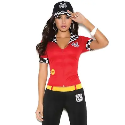 Race Car Driver Costume Racing Checkered Top Pants Hat Uniform 9139 Large • $42.49