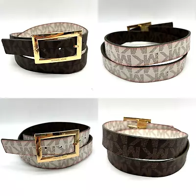 Michael Kors Brown/White MK Monogram Faux Leather Reversible Belt 37-43  • $16