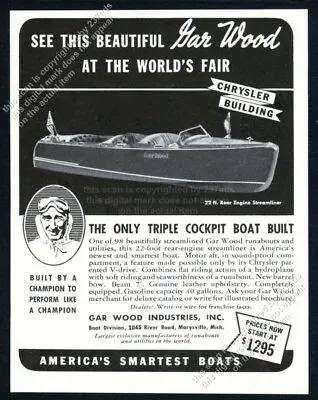 1939 Gar Wood 22' Triple Cockpit Runabout Boat Photo Vintage Print Ad • $9.99