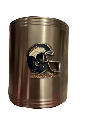 NFL Denver Broncos Metal Can Koozie Cooler With Non-Slip Bottom 3D Helmet Design • $10.79