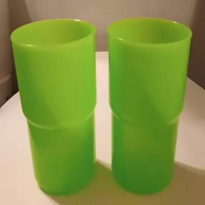 TUPPERWARE Vintage J Tumbler Nesting Cups 18 Oz # 2413A Lime Green Set Of 2 • $7.50